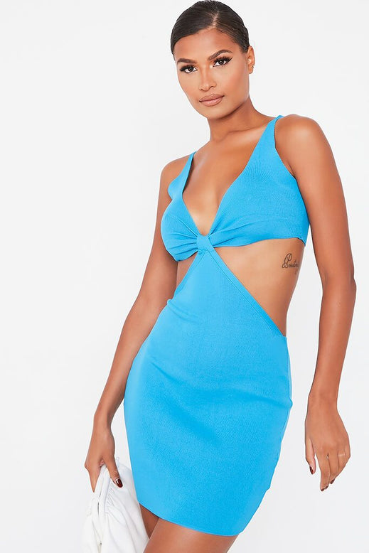 Turquoise Cut Out Knit Dress | Knitwear ...